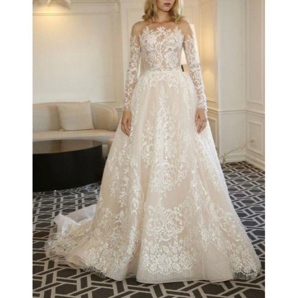 Zuhair Murad Christina Neck Bodice Gown S18 Wedding Dress US:8 - Picture 4 of 13